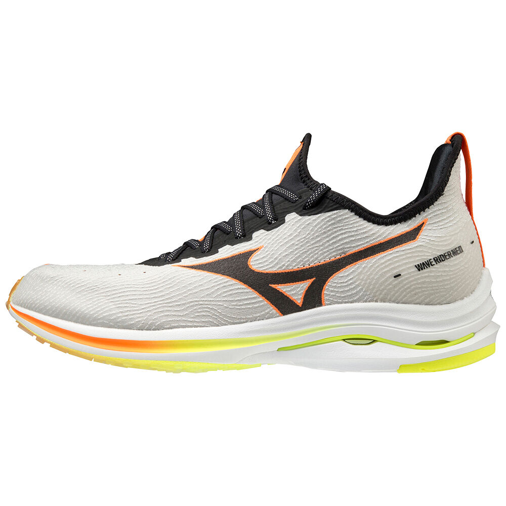 Mens Mizuno Wave Rider Neo Running Shoes White/Black/Orange Philippines (WZJYGB163)